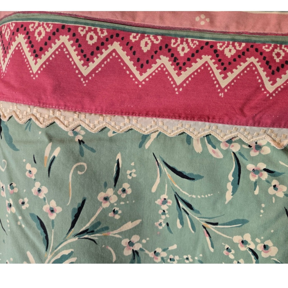 Unbranded Floral‎ Valance Green Pink Vintage Cottagecore 26x18 Good - Picture 7 of 12